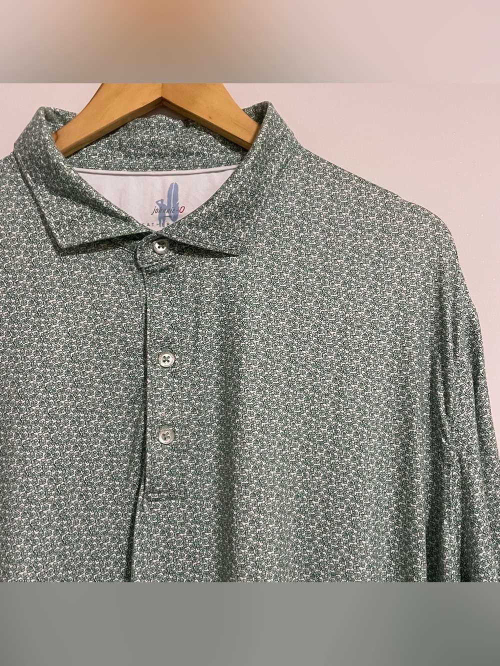 Johnnie-O Performance UPF 50 Polo Shirt Mens XXL Green Floral Print Golf Stretch
